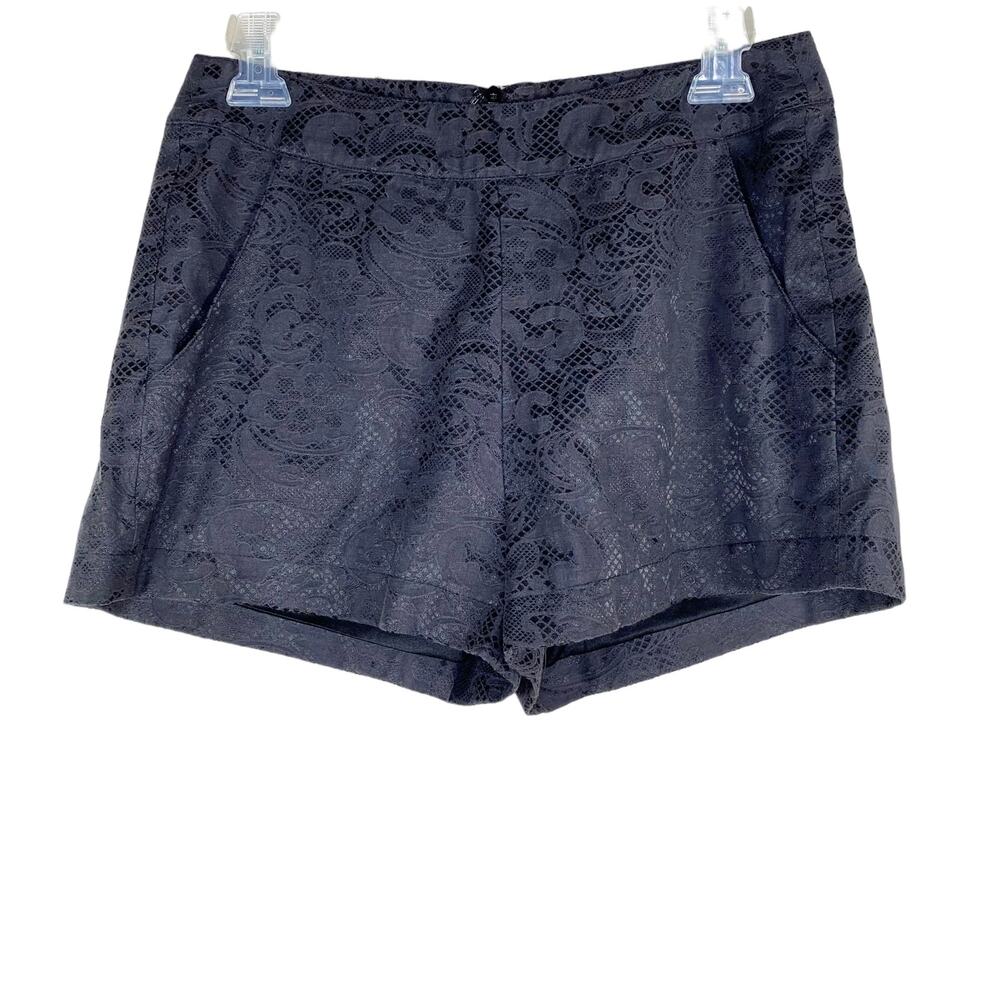 Very J Black Satin Lace Embossed Shorts Medium